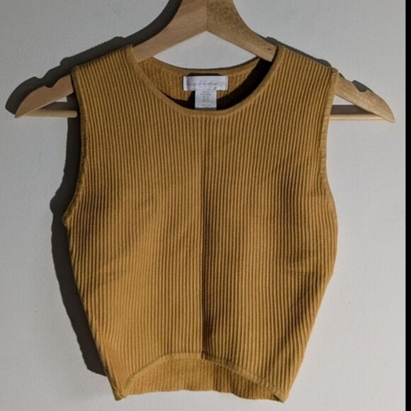 House of Harlow 1960 Yellow Think Knit Ribbed Cropped Essential Top Women's XS - Picture 1 of 4